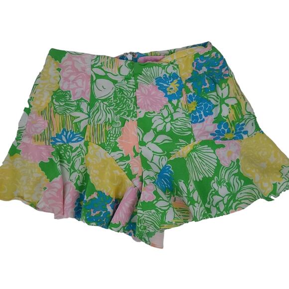 Lilly Pulitzer Hibiscus Stroll Folly Flounce Shorts Size 0 Bright Preppy Summer - Picture 2 of 6